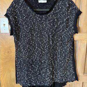 Vince Camuto Black, Navy and White Textured Blouse